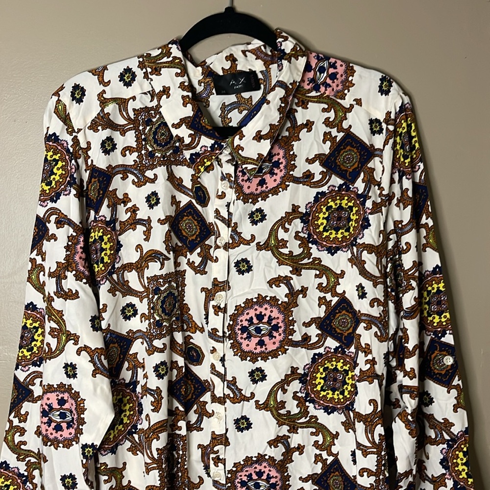 AX Paris  Curve Printed Long Sleeve Button Down Shirt  Dress  Plus Size  Size 20 - Picture 3 of 6